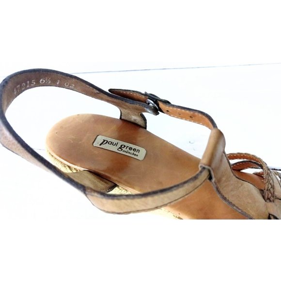 Paul Green open toe strappy leather platform wedge espadrille rope sandals - Picture 7 of 8